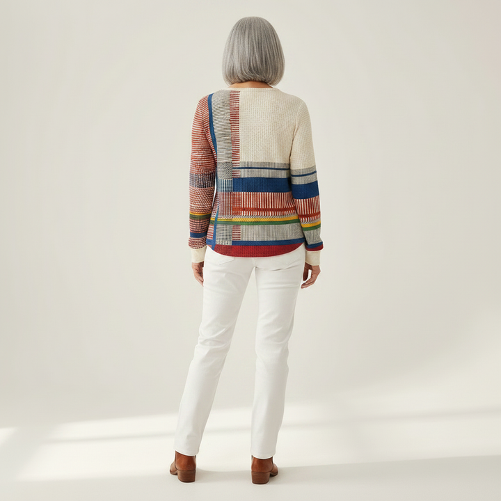 Fabienne - Pull à rayures et aplats de couleur