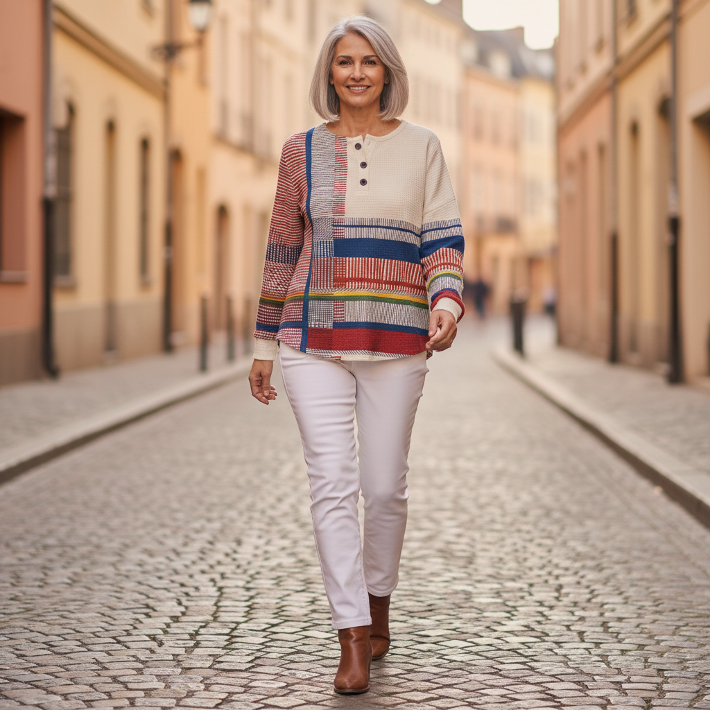 Fabienne - Pull à rayures et aplats de couleur
