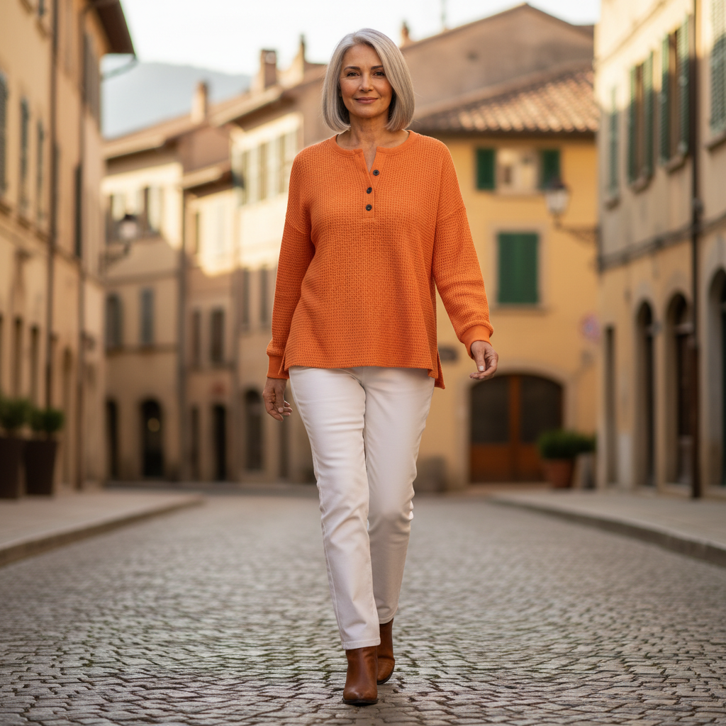 Hélène - Blouse Gaufrée Boutonnée