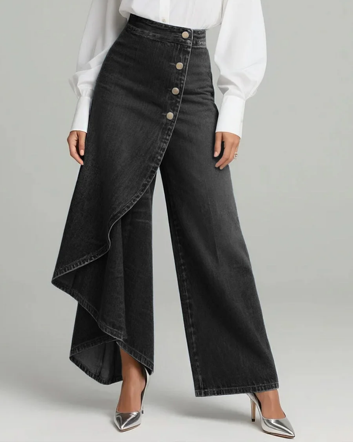 Lada - Pantalons en denim larges avec boutons