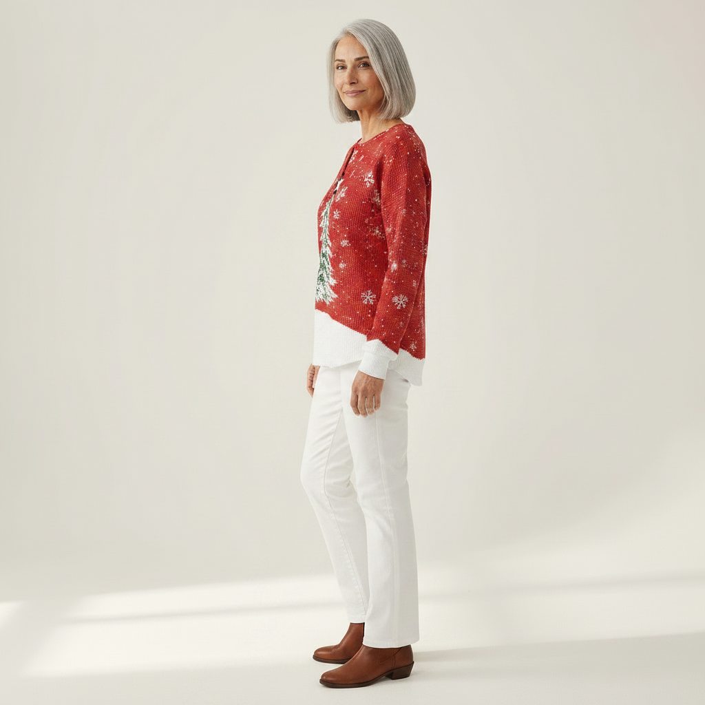 Sofia - Pull de Noël rouge à sapin