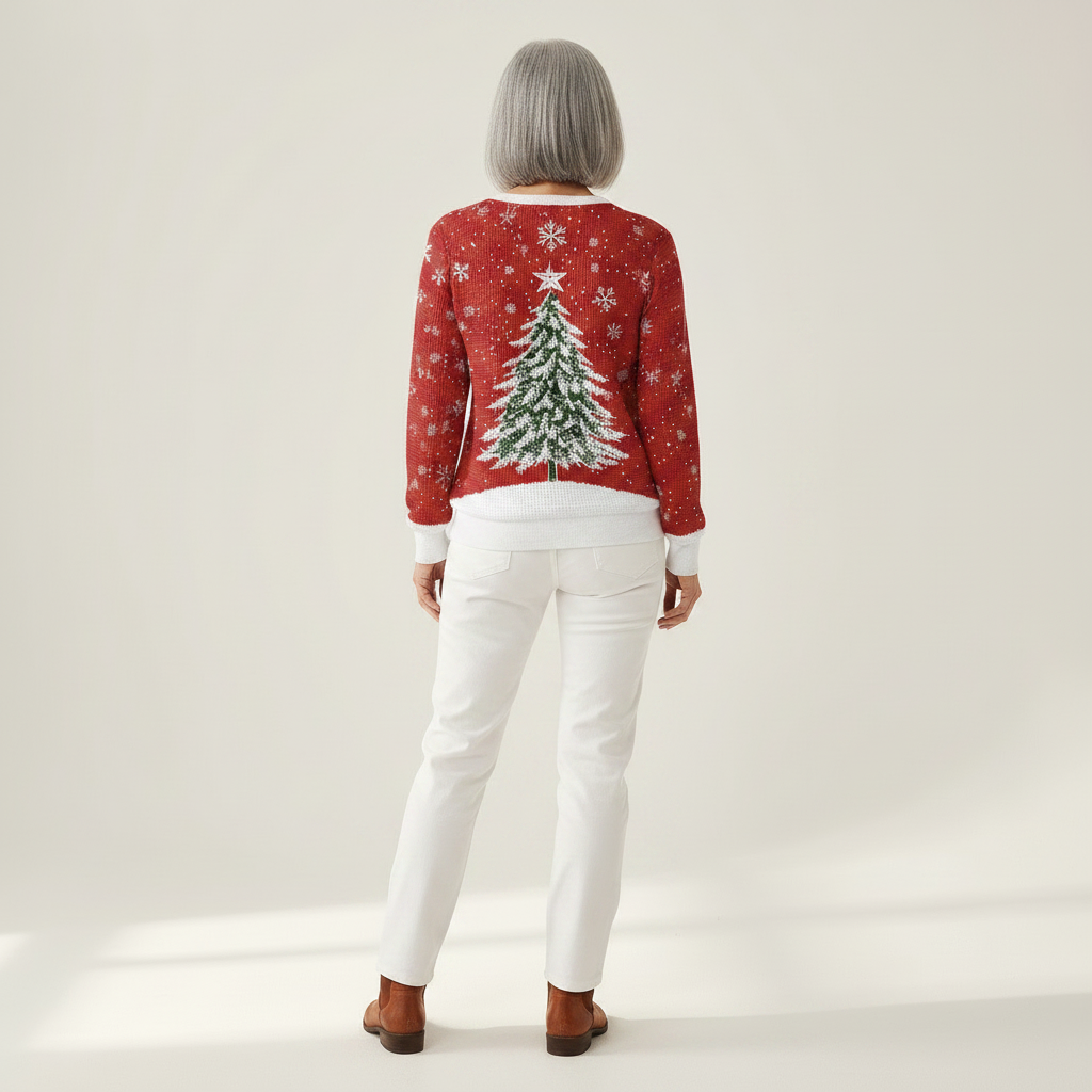 Sofia - Pull de Noël rouge à sapin