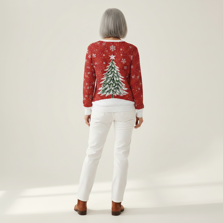 Sofia - Pull de Noël rouge à sapin