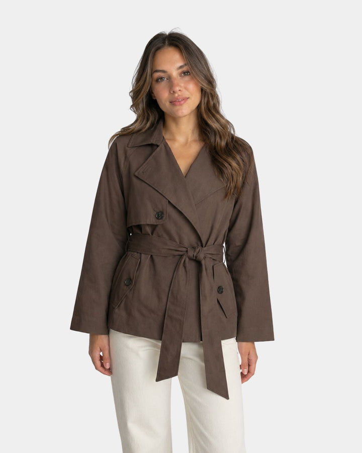 LYSIANNE | TRENCH CROISÉ CHOCOLAT