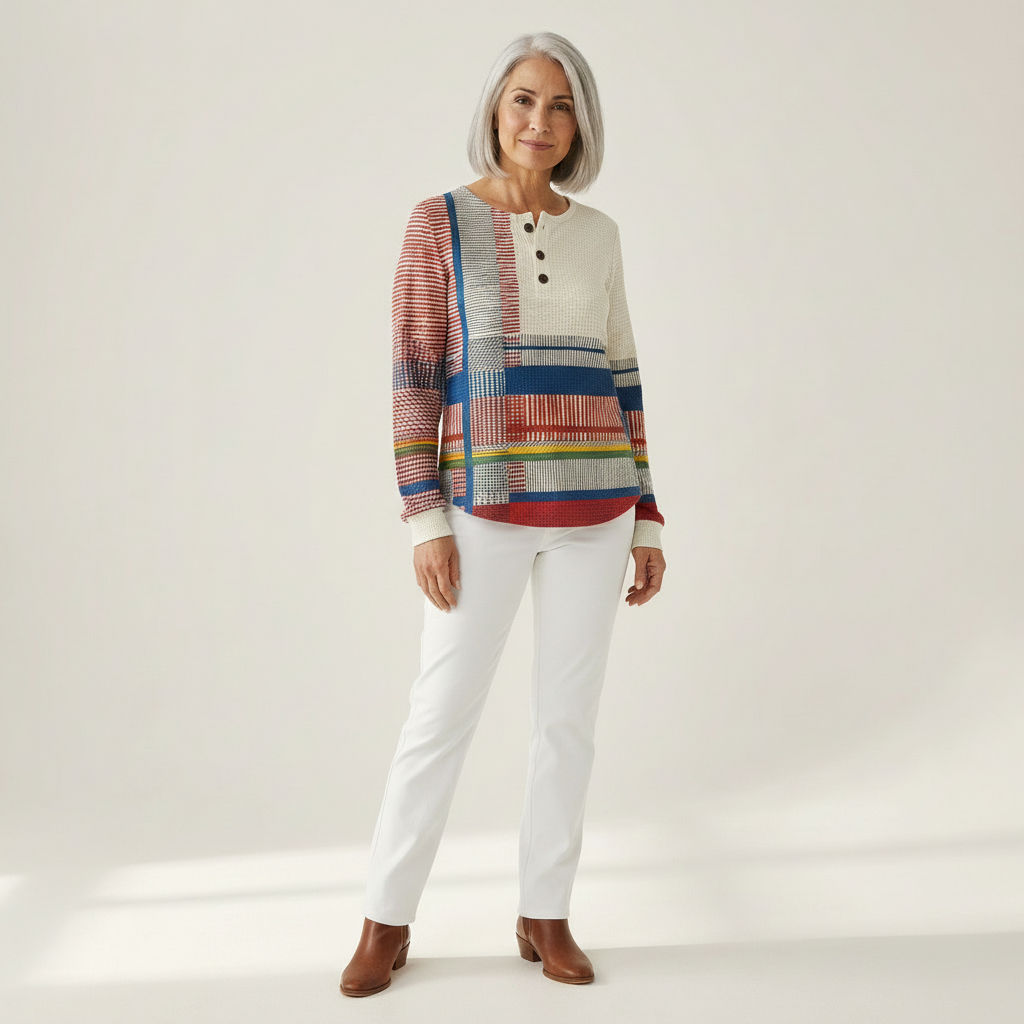 Fabienne - Pull à rayures et aplats de couleur