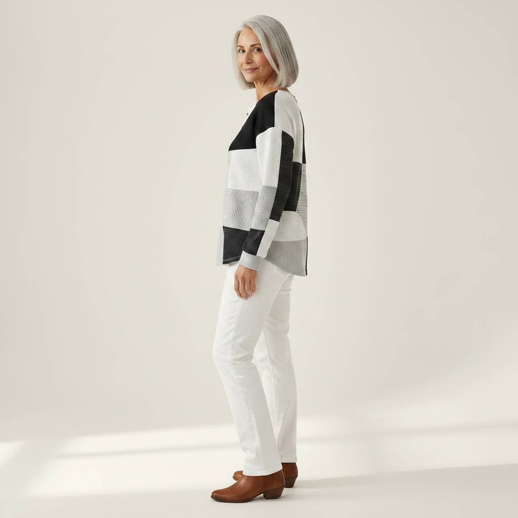 Monique - Blouse Graphique Gaufrée