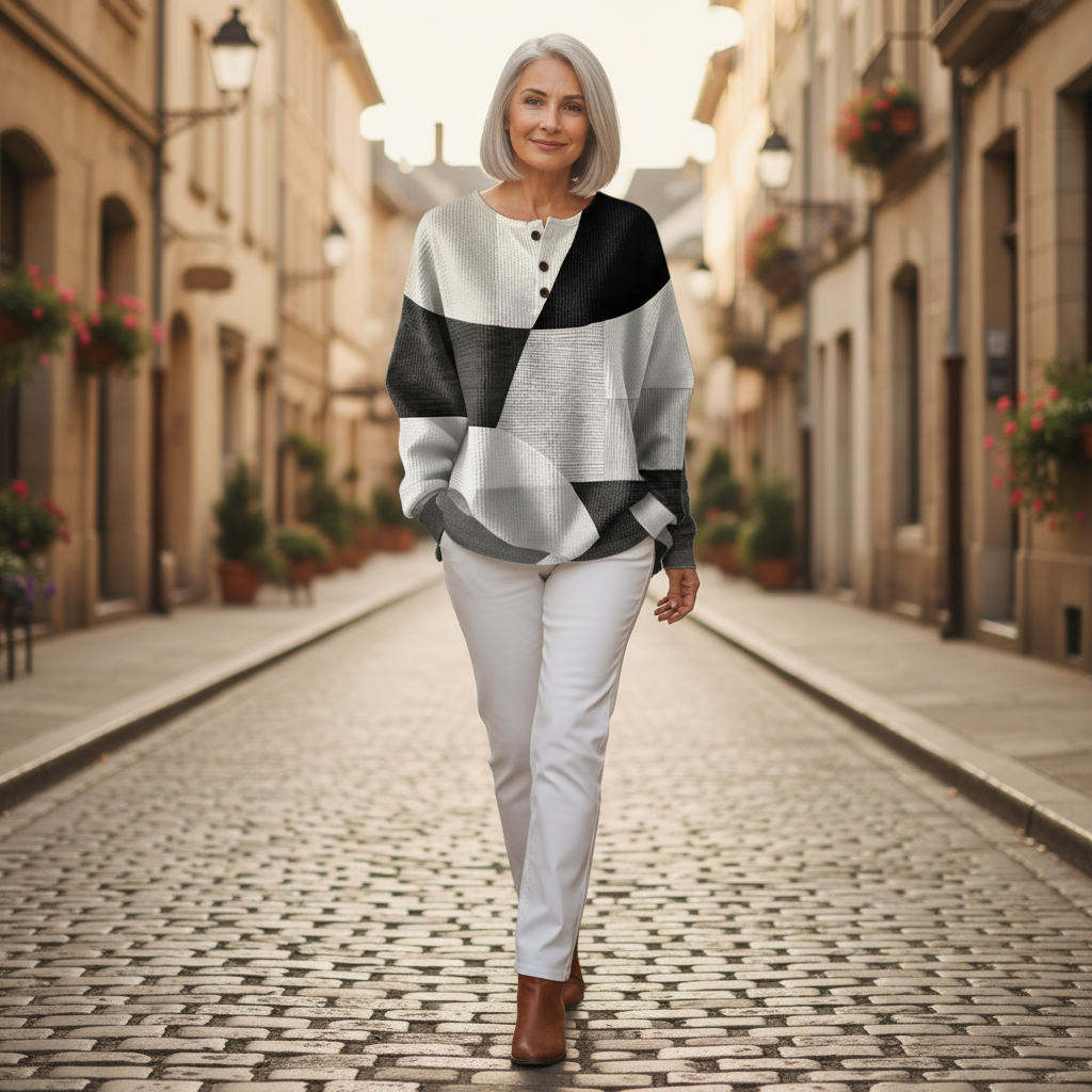 Monique - Blouse Graphique Gaufrée