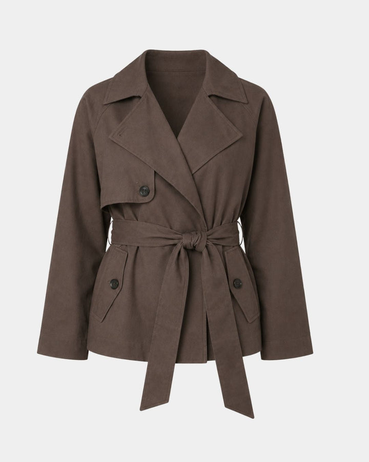 LYSIANNE | TRENCH CROISÉ CHOCOLAT