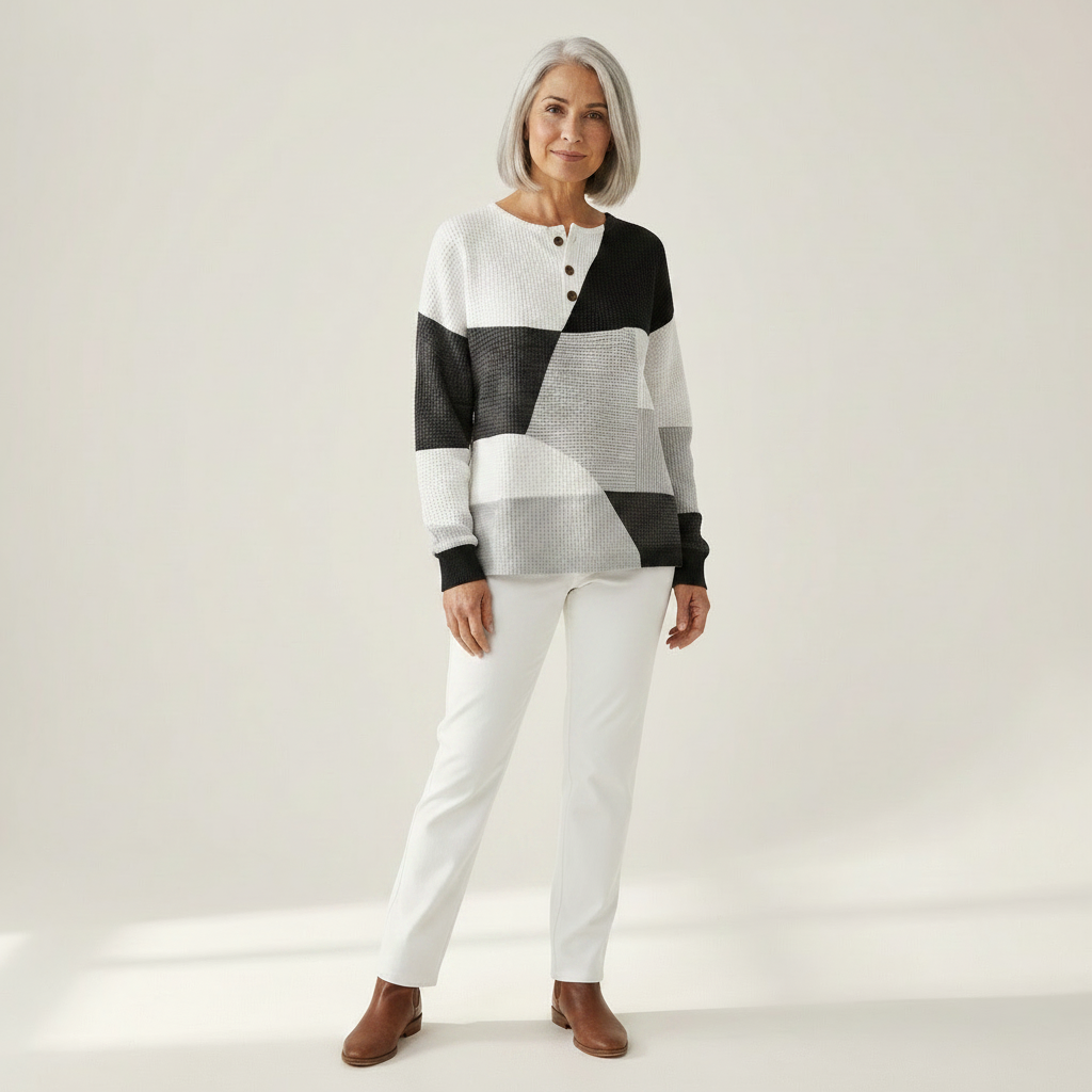 Monique - Blouse Graphique Gaufrée