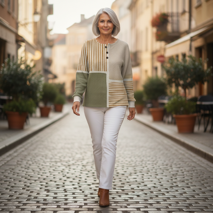 Colette - Blouse Patchwork Gaufrée