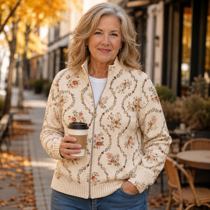 Vivienne | Cardigan zippé à motifs floraux