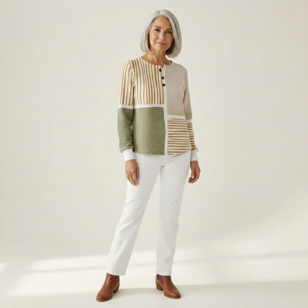 Colette - Blouse Patchwork Gaufrée