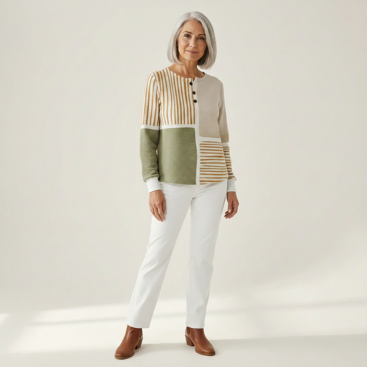 Colette - Blouse Patchwork Gaufrée