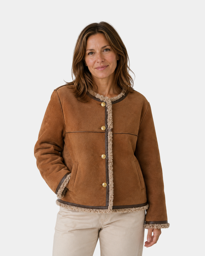 Agnès - Veste en Suède avec Bord