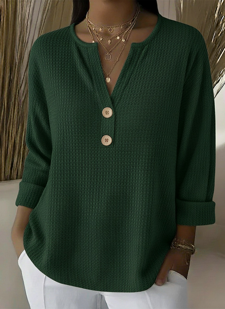 Lousia | T-shirt Henley avec texture gaufrée et boutons
