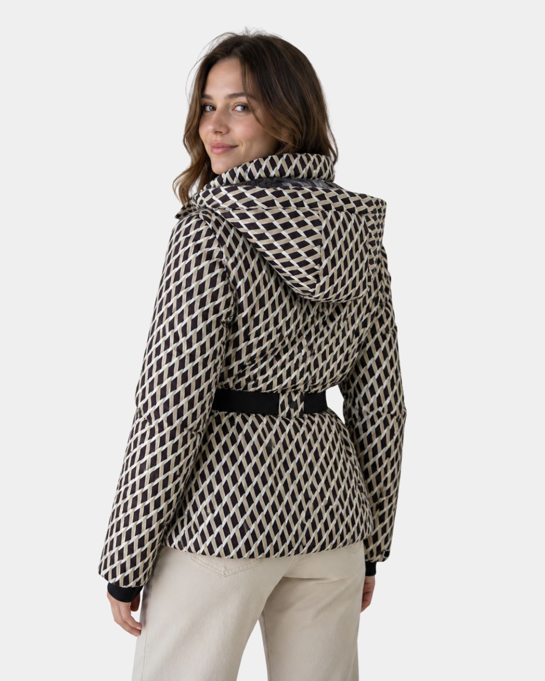 ÉLODIANE | VESTE MATELASSÉE BEIGE À CEINTURE