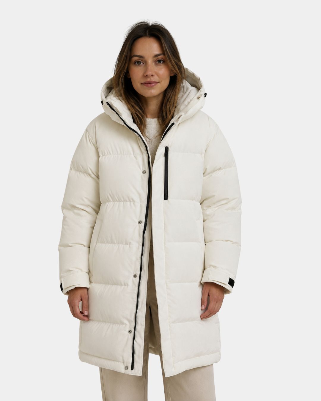 DORÉLIE | LONG MANTEAU MATELASSÉ À CAPUCHE