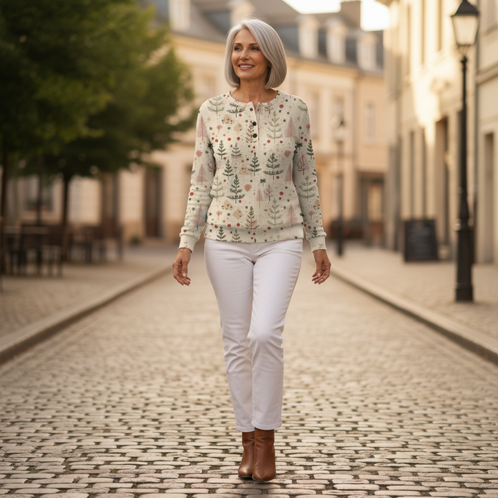 Alma - Pull à motif forêt d'automne