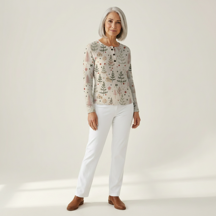 Alma - Pull à motif forêt d'automne