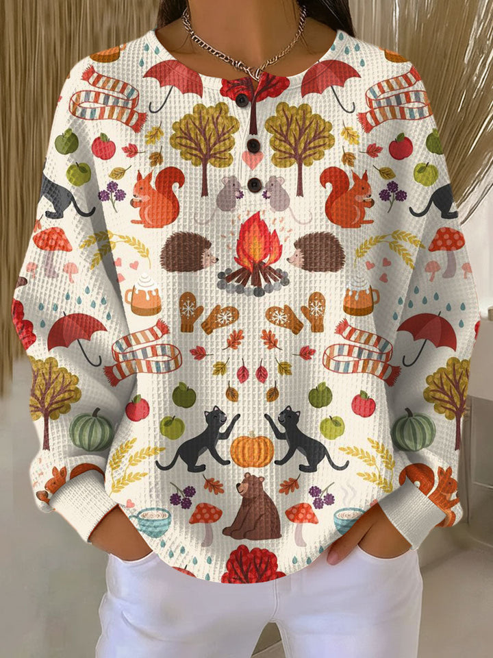Alma - Pull à motif forêt d'automne