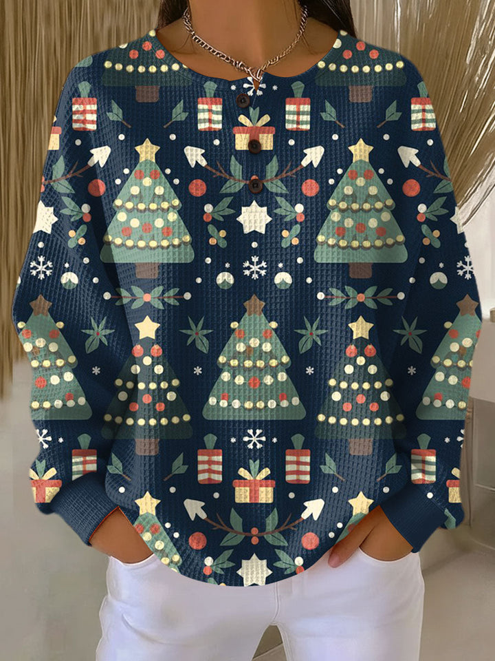 Fanny - Pull de Noël bleu nuit à sapins