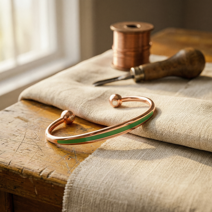 Boucles d'Oreilles en Cuivre et Jadeïte
