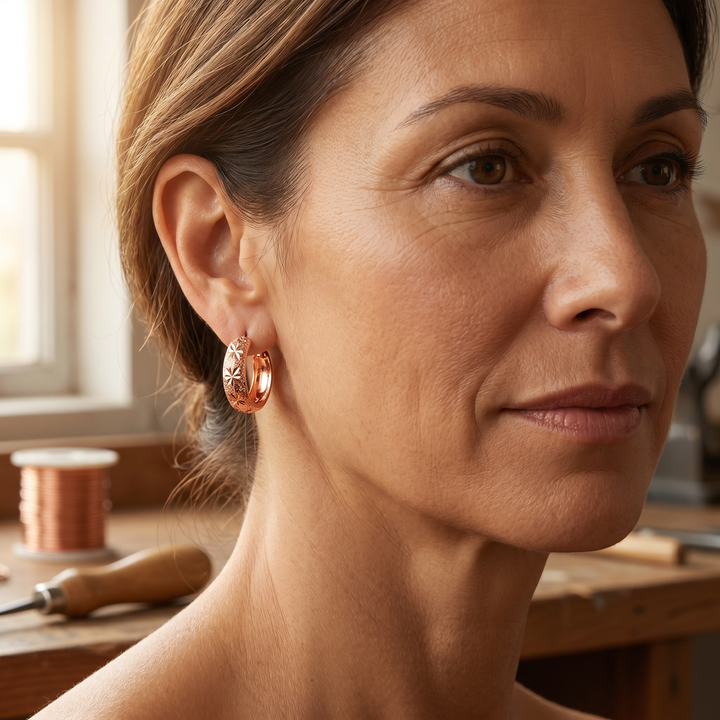 Boucles d'oreilles de Rosée en Cuivre