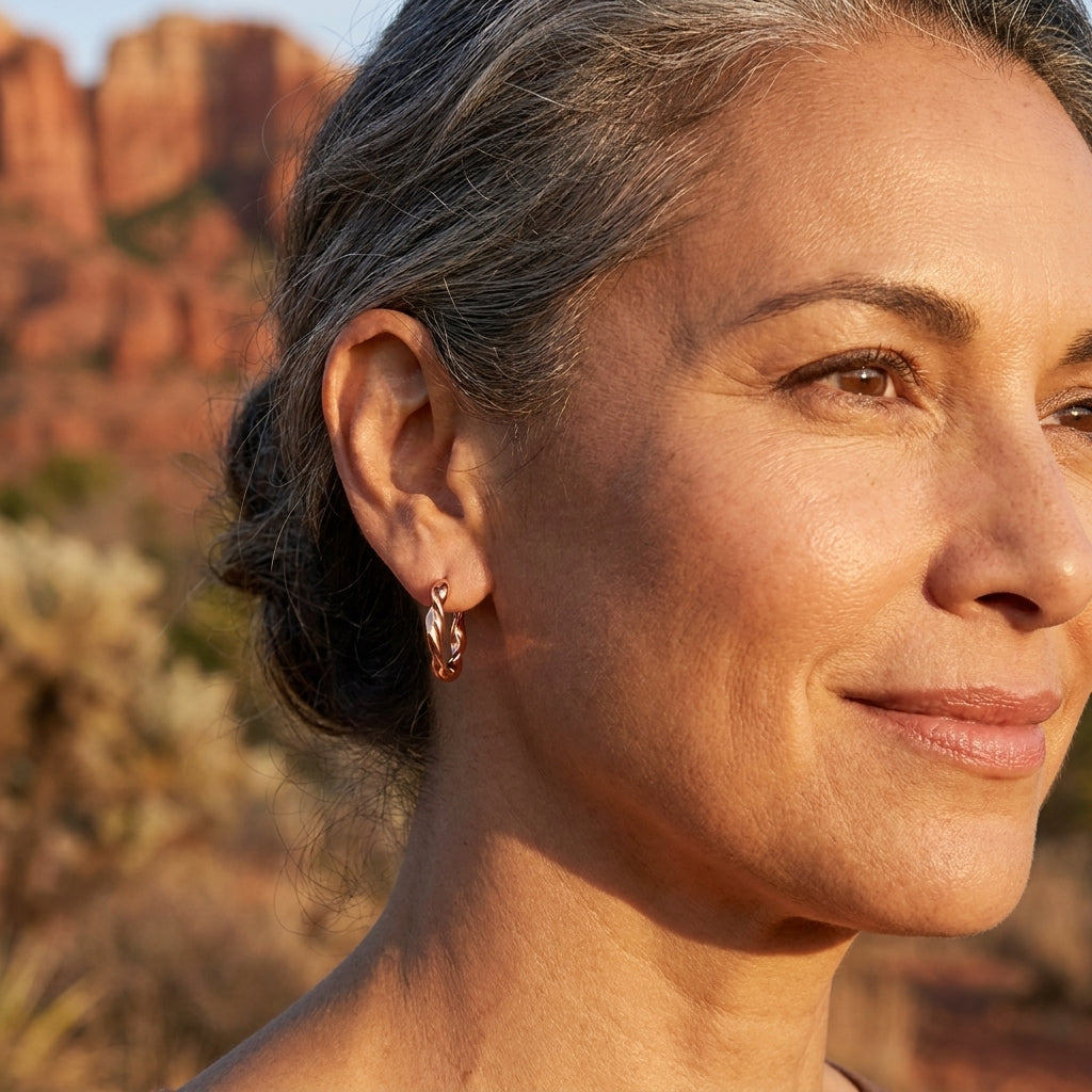 Boucles d'oreilles en cuivre en forme de troglodyte