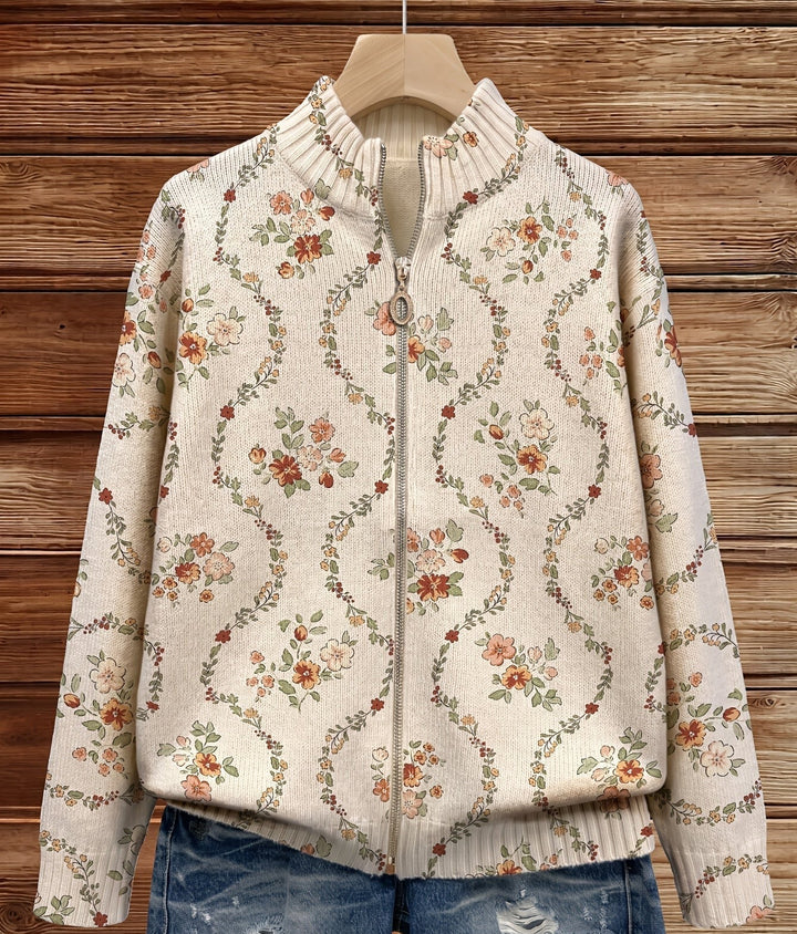 Vivienne | Cardigan zippé à motifs floraux